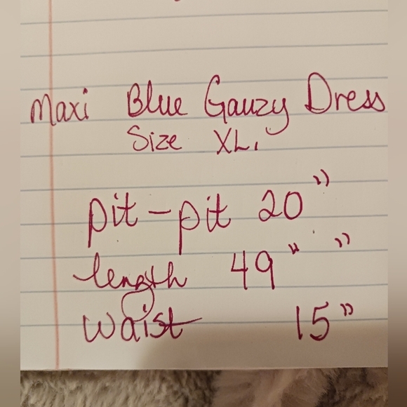 Smoke Blue Gauzy Maxi Dress Elastic Waist Dress - Picture 10 of 10